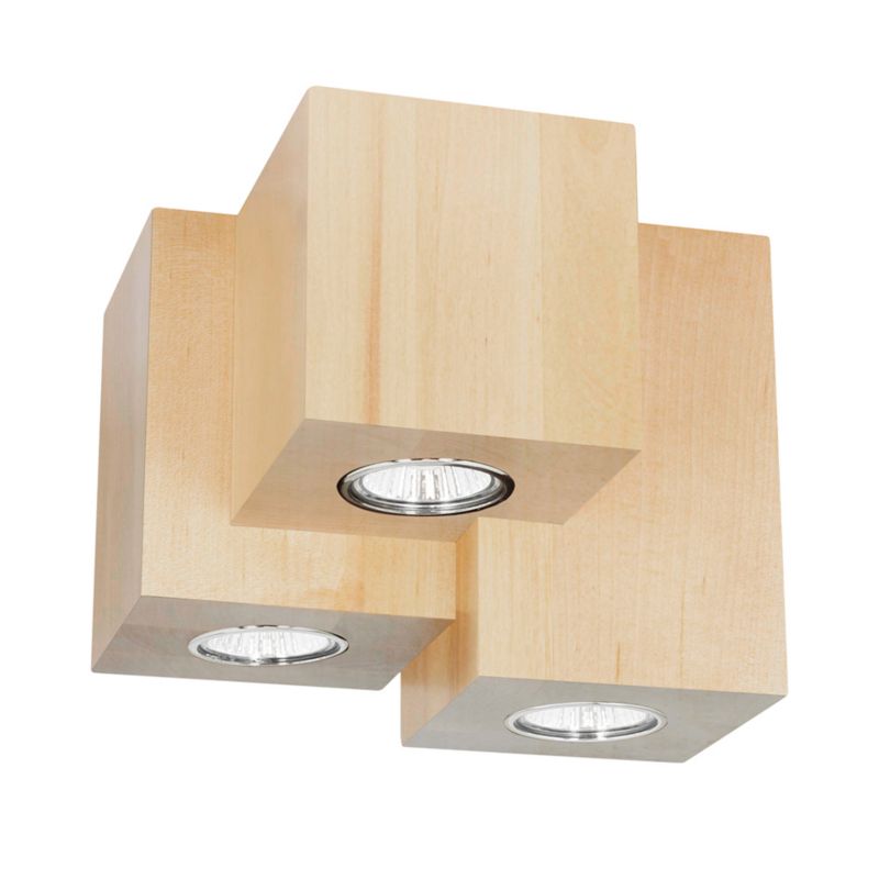 Træloftlampe SPOT Light Square 3xGU10 Max. 6W Naturlig FSC-birk, Polsk producent, 1 stk.