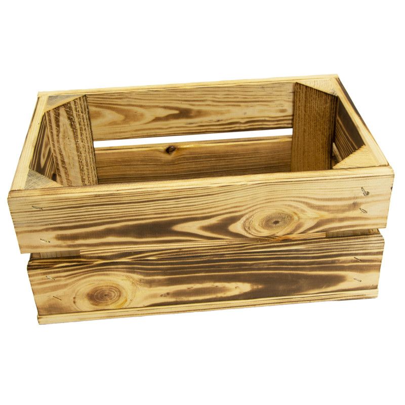 Træskasse 4iQ Group 32x20x14 cm, brændt finish, 1 stk.