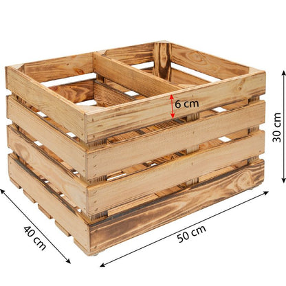 Trækasse 4iQ Group 50x40x30 cm naturlig med rumdeler på hjul, 1 stk.