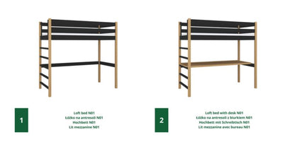 Træseng N-Wood N01 Sort Eg 100x190 cm