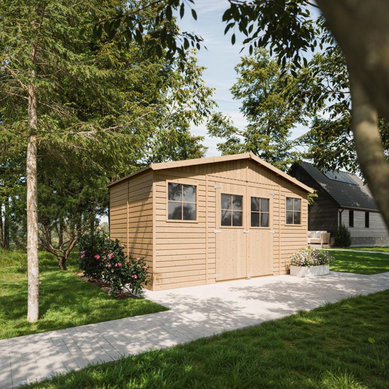 Redskabsskur M332M332G 8 m² Natur Træ med Gulv