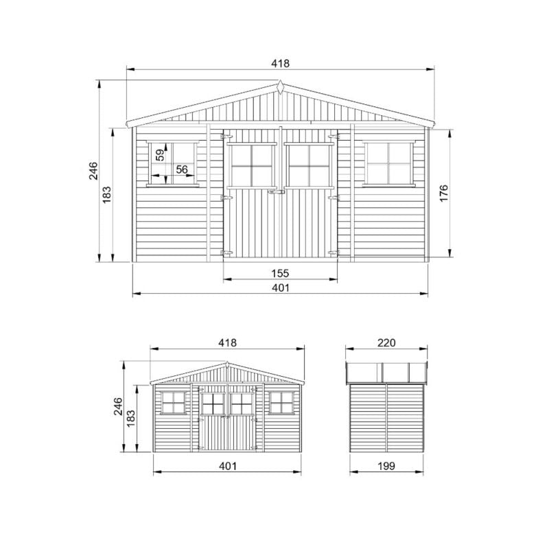 Redskabsskur M332M332G 8 m² Natur Træ med Gulv