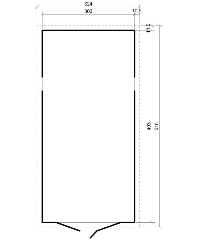 Timbela trægarage til haven 15 m² M101 i naturligt træ, brædder 17 mm, 1 stk.
