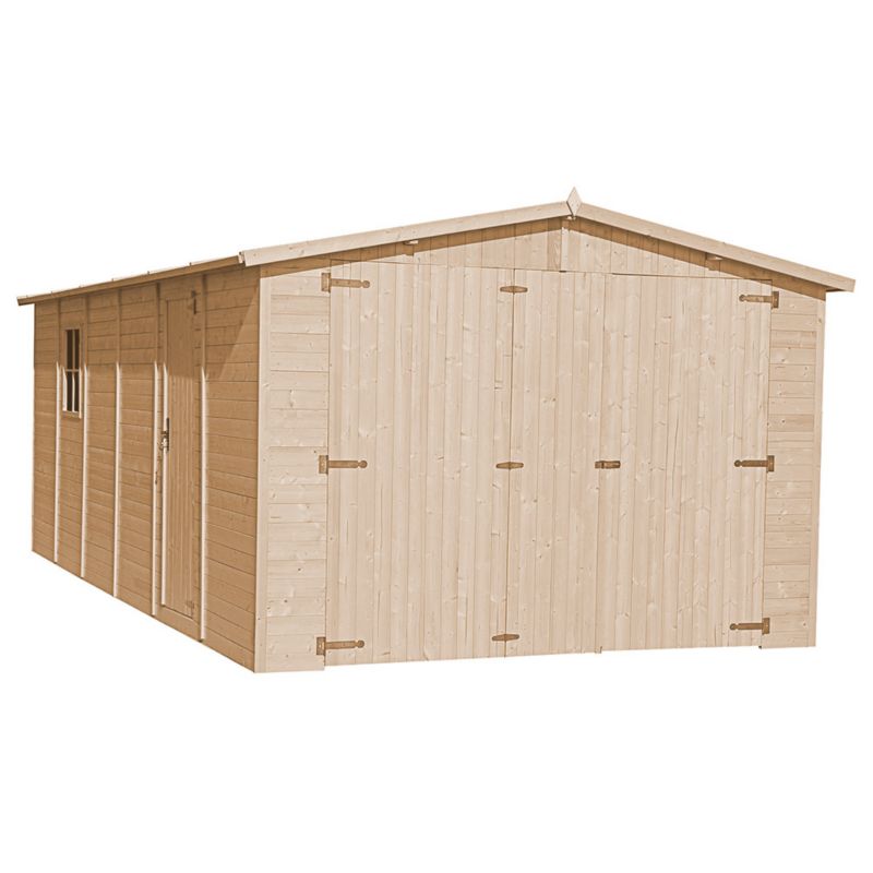 Timbela trægarage til haven 18 m² M102 naturligt træ, pladetykkelse 17 mm, 1 stk.