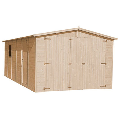 Timbela trægarage til haven 18 m² M102 naturligt træ, pladetykkelse 17 mm, 1 stk.