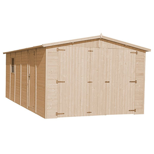 Timbela trægarage til haven 18 m² M102 naturligt træ, pladetykkelse 17 mm, 1 stk.