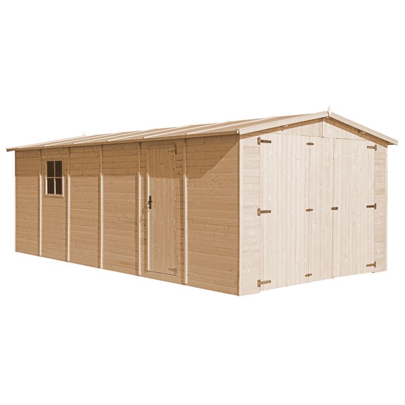 Timbela trægarage til haven 18 m² M102 naturligt træ, pladetykkelse 17 mm, 1 stk.