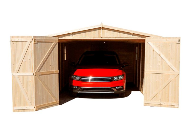 Timbela trægarage til haven 18 m² M102 naturligt træ, pladetykkelse 17 mm, 1 stk.
