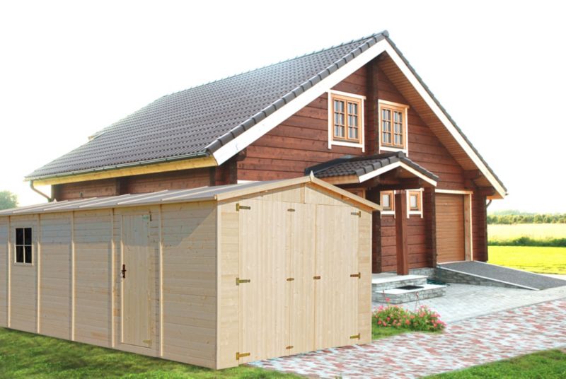 Timbela trægarage til haven 18 m² M102 naturligt træ, pladetykkelse 17 mm, 1 stk.