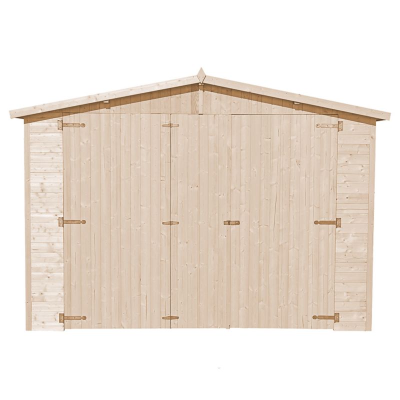 Timbela trægarage til haven 18 m² M102 naturligt træ, pladetykkelse 17 mm, 1 stk.