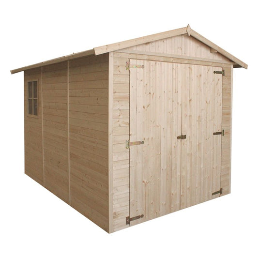 Timbela trægarage til haven 6 m² M105 i naturligt træ, pladetykkelse 17 mm, 1 stk.