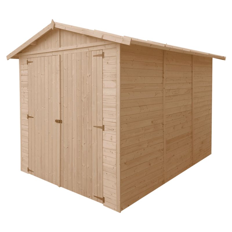 Timbela trægarage til haven 6 m² M105 i naturligt træ, pladetykkelse 17 mm, 1 stk.