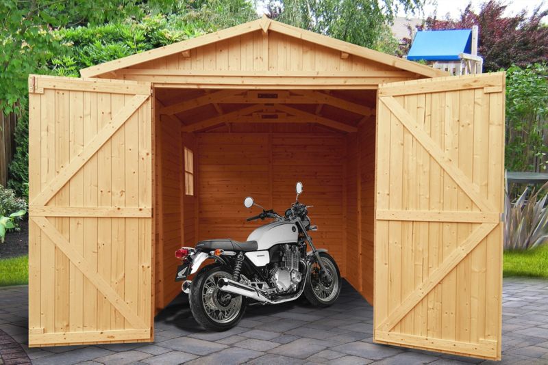 Timbela trægarage til haven 6 m² M105 i naturligt træ, pladetykkelse 17 mm, 1 stk.