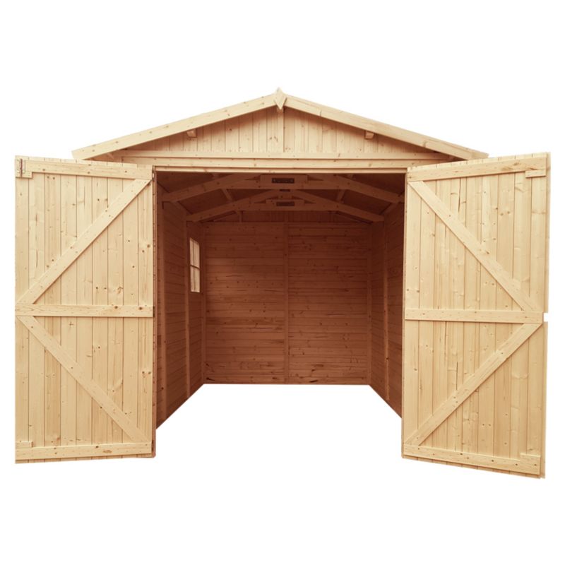 Timbela trægarage til haven 6 m² M105 i naturligt træ, pladetykkelse 17 mm, 1 stk.