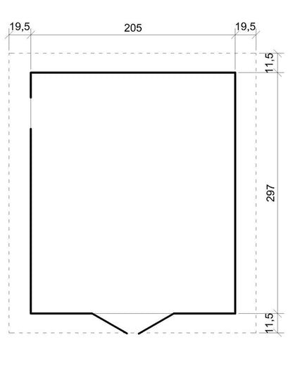 Timbela trægarage til haven 6 m² M105 i naturligt træ, pladetykkelse 17 mm, 1 stk.