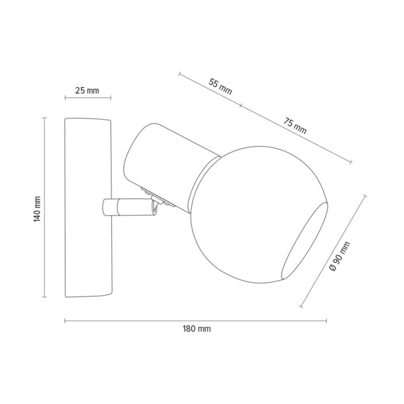 Trævægsarmatur SPOT Light 1xE14 Max.40W Olieret Eg FSC med Hvidt Glas, Dansk Producent, 1 stk.