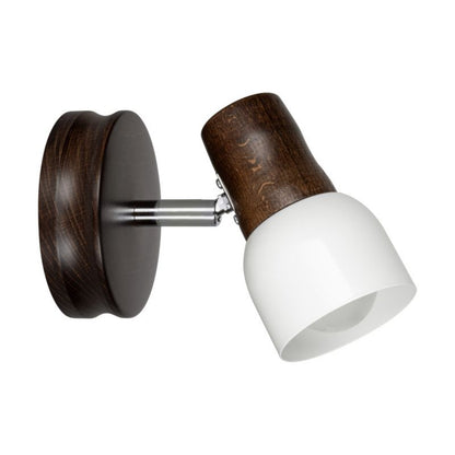 Trævæglampe SPOT Light 1xE14 Max. 40W Bøgtræ i Valnødden FSC med Hvid Skærm, Polsk Producent 1 stk.