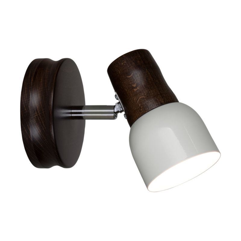Trævæglampe SPOT Light 1xE14 Max. 40W Bøgtræ i Valnødden FSC med Hvid Skærm, Polsk Producent 1 stk.