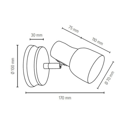 Trævæglampe SPOT Light 1xE14 Max. 40W Bøgtræ i Valnødden FSC med Hvid Skærm, Polsk Producent 1 stk.