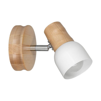 Trævæglampe SPOT Light 1xE14 Max. 40W Naturlig FSC-birk med hvid skærm, polsk producent, 1 stk.
