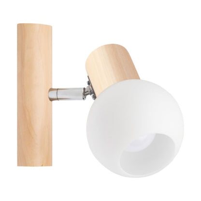 Trævæglampe SPOT Light 1xE14 Max. 40W Naturlig FSC-birk med hvidt glas, polsk producent, 1 stk.