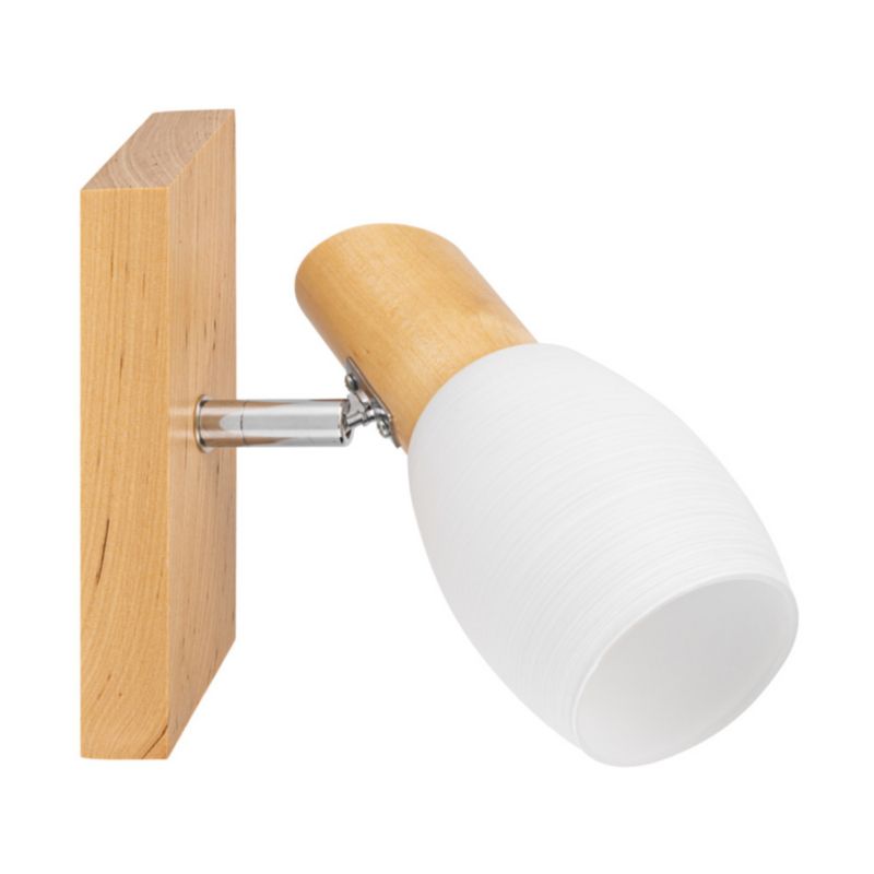 Træ Væglampe SPOT Light 1xE14 Max. 40W Naturlig FSC-birk med hvidt glas, Polsk producent, 1 stk.