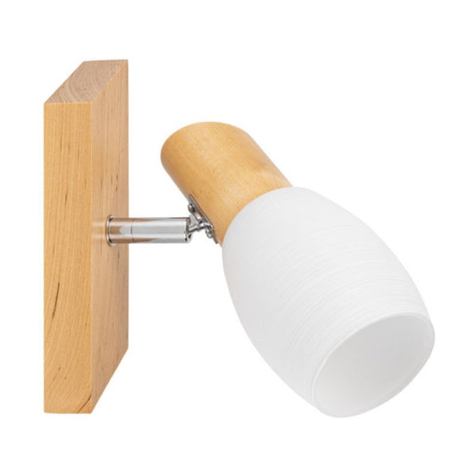 Træ Væglampe SPOT Light 1xE14 Max. 40W Naturlig FSC-birk med hvidt glas, Polsk producent, 1 stk.