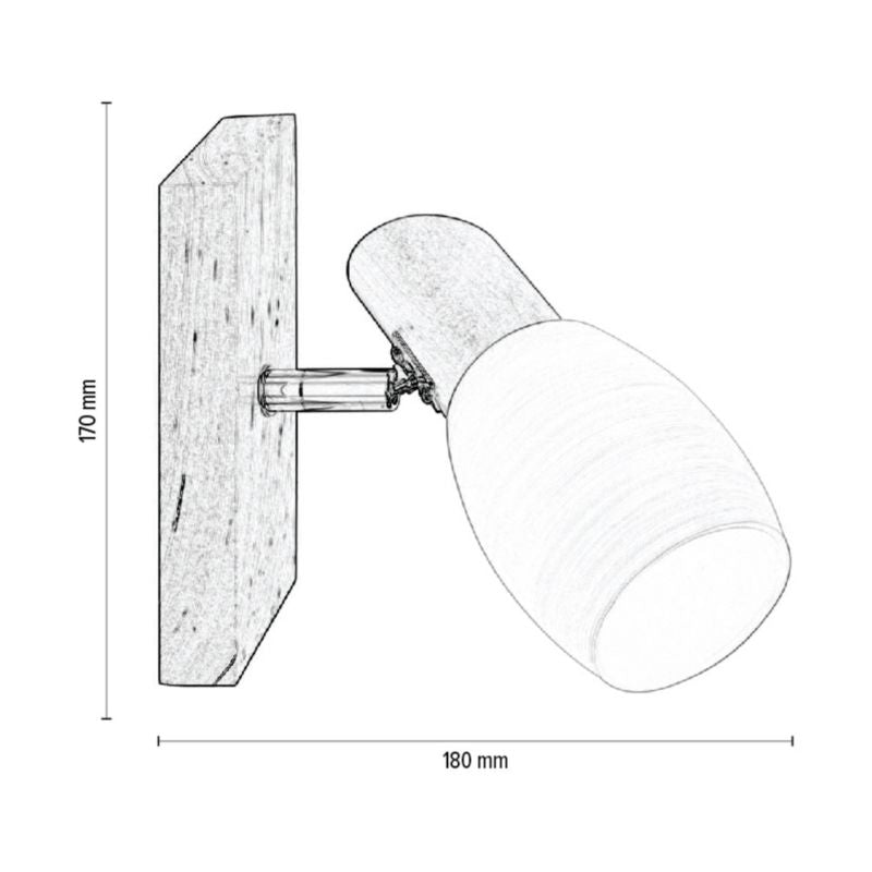 Træ Væglampe SPOT Light 1xE14 Max. 40W Naturlig FSC-birk med hvidt glas, Polsk producent, 1 stk.