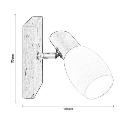 Træ Væglampe SPOT Light 1xE14 Max. 40W Naturlig FSC-birk med hvidt glas, Polsk producent, 1 stk.