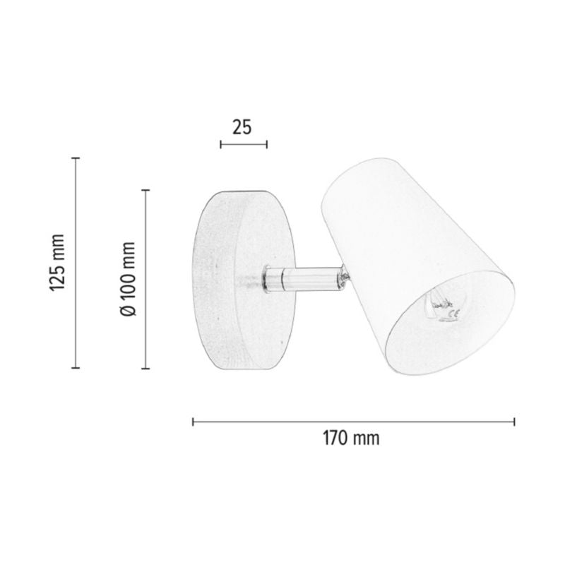 Trævæglampe SPOT Light 1xE14 Max. 40W Naturlig Birk med Sort Skærm, Polsk Producent, 1 stk.