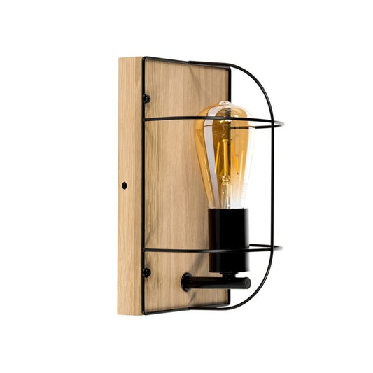 Trævæglampe SPOT Light 1xE27 Max. 15W LED Olieret Eg FSC med Sort Accent, Polsk Producent, 1 stk.