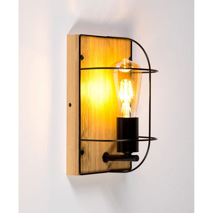 Trævæglampe SPOT Light 1xE27 Max. 15W LED Olieret Eg FSC med Sort Accent, Polsk Producent, 1 stk.