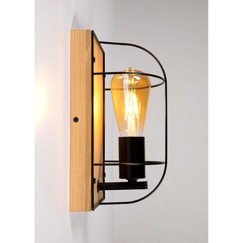 Trævæglampe SPOT Light 1xE27 Max. 15W LED Olieret Eg FSC med Sort Accent, Polsk Producent, 1 stk.