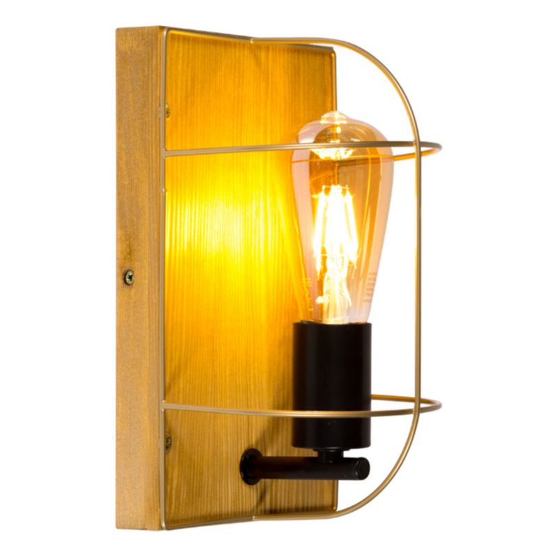 Træ Væglampe SPOT Light 1xE27 Max. 15W LED Fyrretræ FSC Brun med Guldaccenter, Polsk Producent, 1 stk.