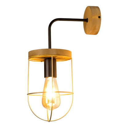 Trævæglampe SPOT Light 1xE27 Max. 15W LED Brun FSC-certificeret fyrretræ med gyldne detaljer, polsk producent, 1 stk.