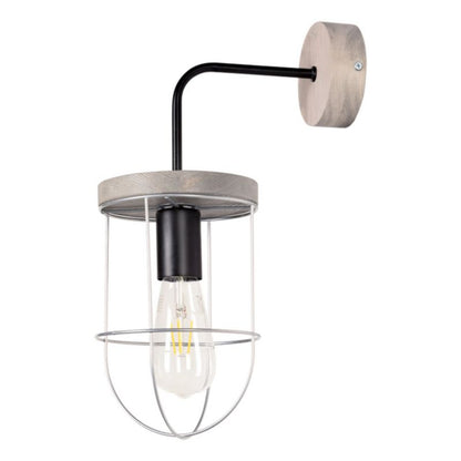 Træ-Væglampe SPOT Light 1xE27 Max. 15W LED Grå Fyrretræ FSC med Sølvdetaljer, Polsk Producent, 1 stk.