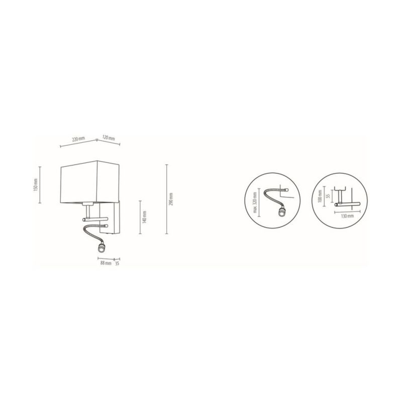 Trævæglampe SPOT Light 1xE27 Max. 25W, 1xLED 2,5W FSC-bøg i valnøddetræ med sort lampeskærm, 1 stk.