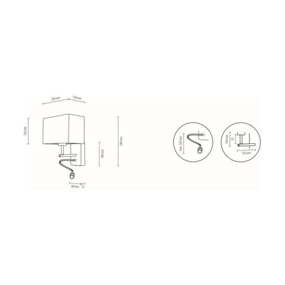 Trævæglampe SPOT Light 1xE27 Max. 25W, 1xLED 2,5W FSC-bøg i valnøddetræ med sort lampeskærm, 1 stk.
