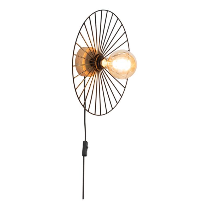 Trævæglampe SPOT Light 1xE27 Max. 25W Olieret FSC-eg med sort skærm, 1 stk.