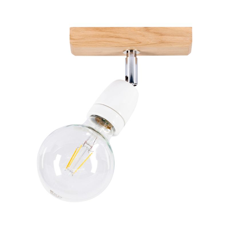 Trævæglampe SPOT Light 1xE27 Max. 25W Olieret FSC-eg med hvidt accent, polsk producent, 1 stk.