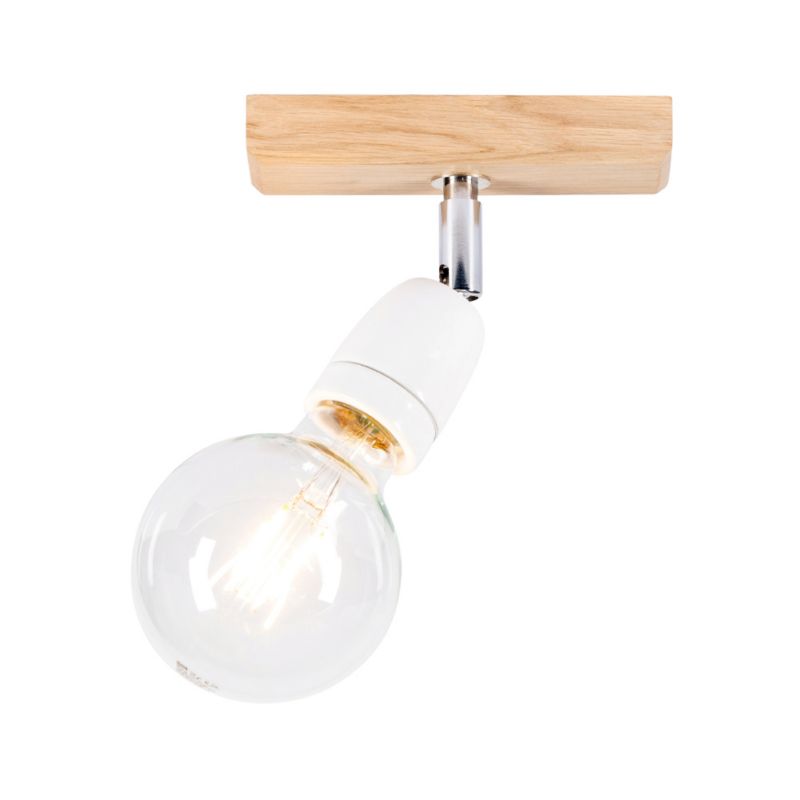 Trævæglampe SPOT Light 1xE27 Max. 25W Olieret FSC-eg med hvidt accent, polsk producent, 1 stk.