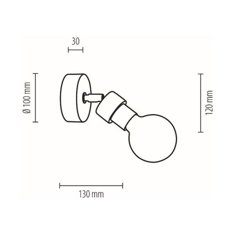 Træ Væglampe SPOT Light 1xE27 Max. 25W Olieret Eg FSC med Sort Accent, Polsk Producent, 1 stk.