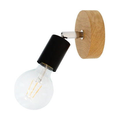 Trævæglampe SPOT Light 1xE27 Max. 25W Olieret Eg FSC med Sort Accent, Polsk Producent, 1 stk.