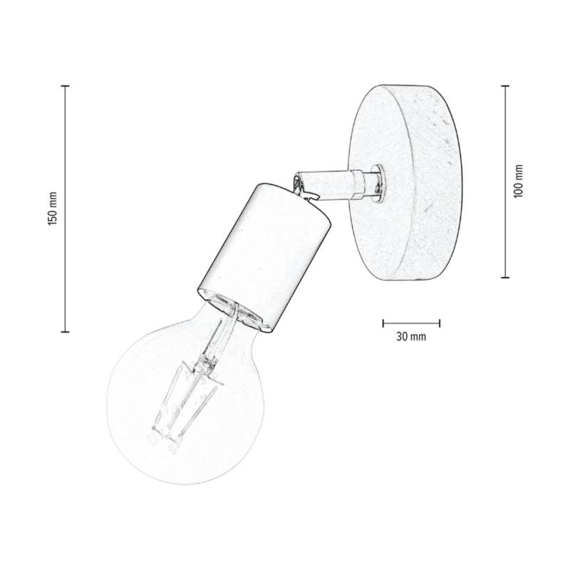 Trævæglampe SPOT Light 1xE27 Max. 25W Olieret Eg FSC med Sort Accent, Polsk Producent, 1 stk.