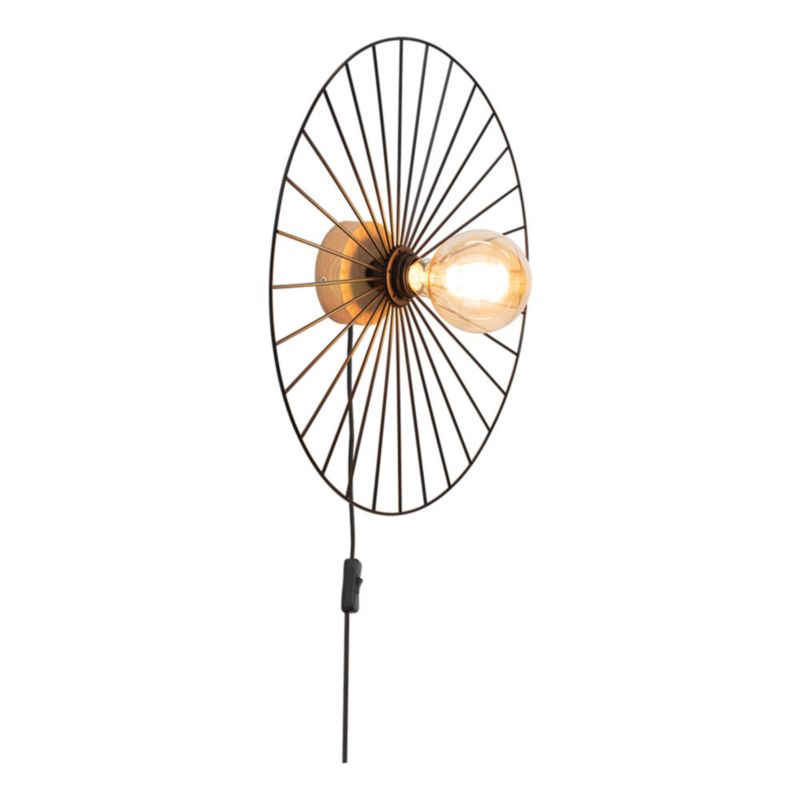 Trævæglampe SPOT Light 1xE27 Max. 25W Olieret Eg FSC med Sort Skærm, Polsk Producent, 1 stk.