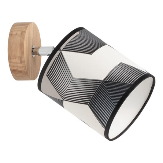 Trævæglampe SPOT Light 1xE27 Max. 25W Olieret FSC-eg med flerfarvet lampeskærm, polsk producent, 1 stk.