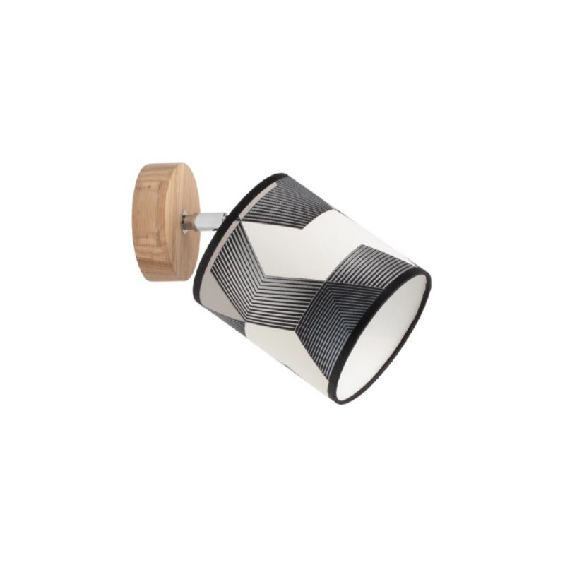 Trævæglampe SPOT Light 1xE27 Max. 25W Olieret FSC-eg med flerfarvet lampeskærm, polsk producent, 1 stk.