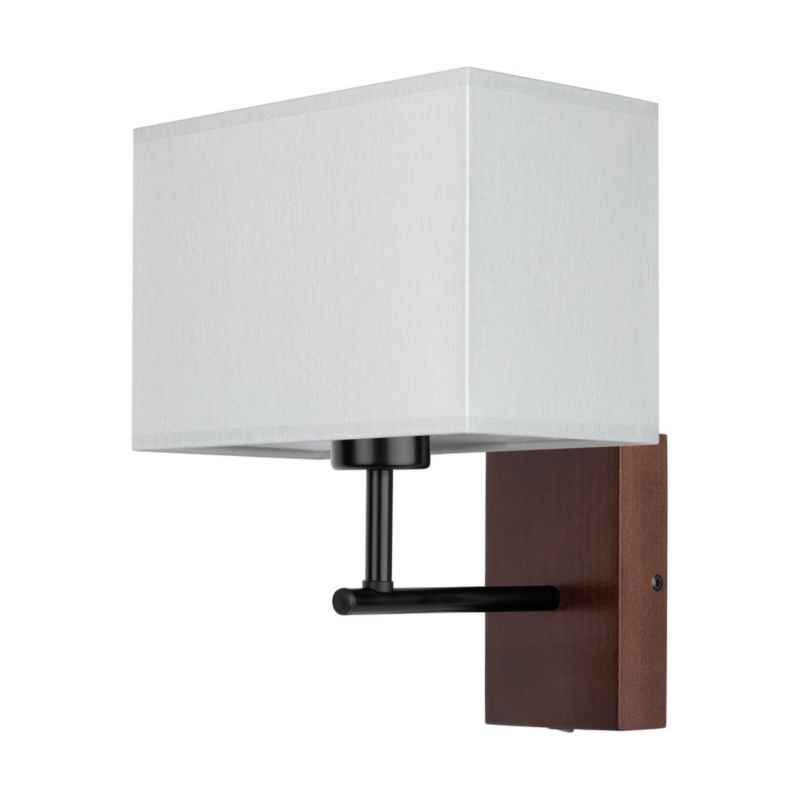 Trævæglampe SPOT Light 1xE27 Max. 25W i FSC-certificeret bøgetræ med valnøddefinish og grå lampeskærm, 1 stk.