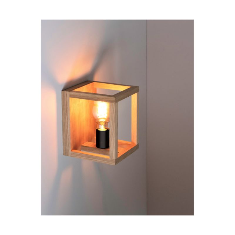 Trævæglampe SPOT Light 1xE27 Maks. 40W Olieret Eg FSC med Sort Accent, Polsk Producent, 1 stk.