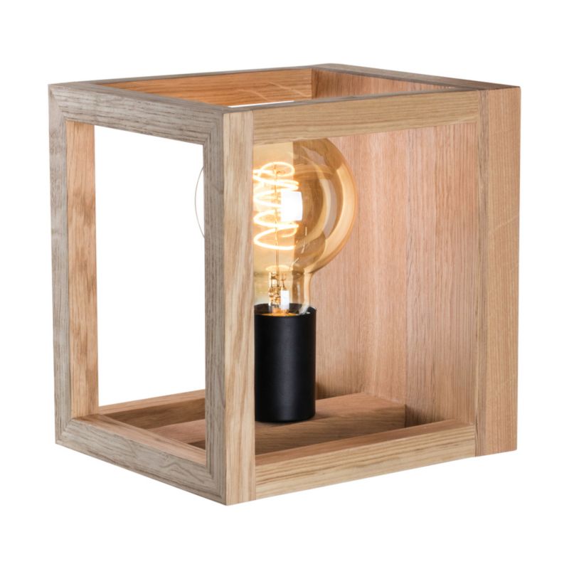 Trævæglampe SPOT Light 1xE27 Maks. 40W Olieret Eg FSC med Sort Accent, Polsk Producent, 1 stk.